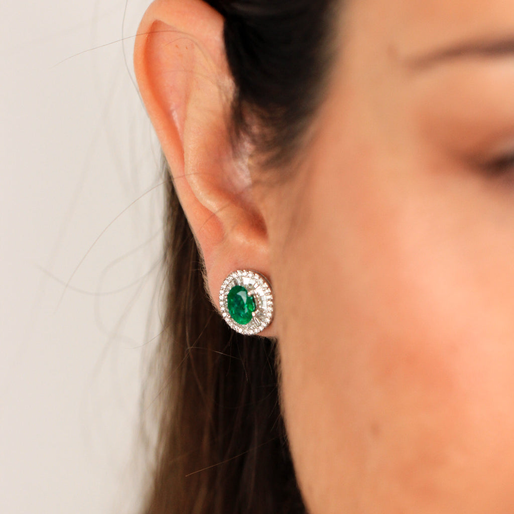 Pendientes estilo vintage esmeralda