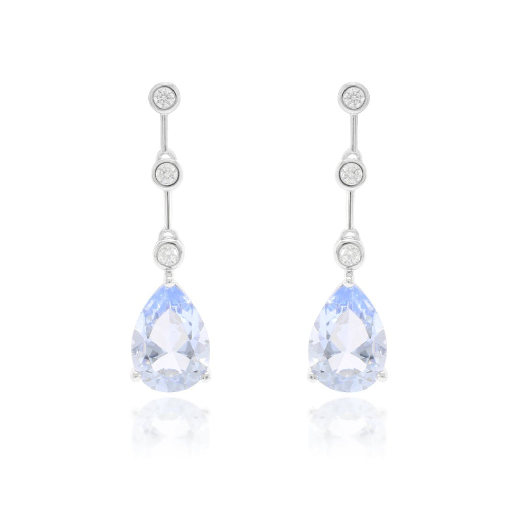 Pendientes de plata de primera ley con circonita azul en forma de lagrima