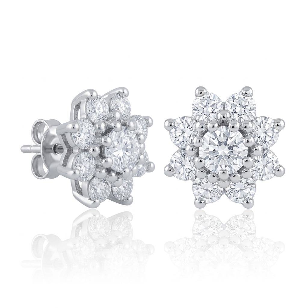Pendientes realizados en oro blanco de 18 quilates con diamantes talla brillante de 0,73 cts. en total.