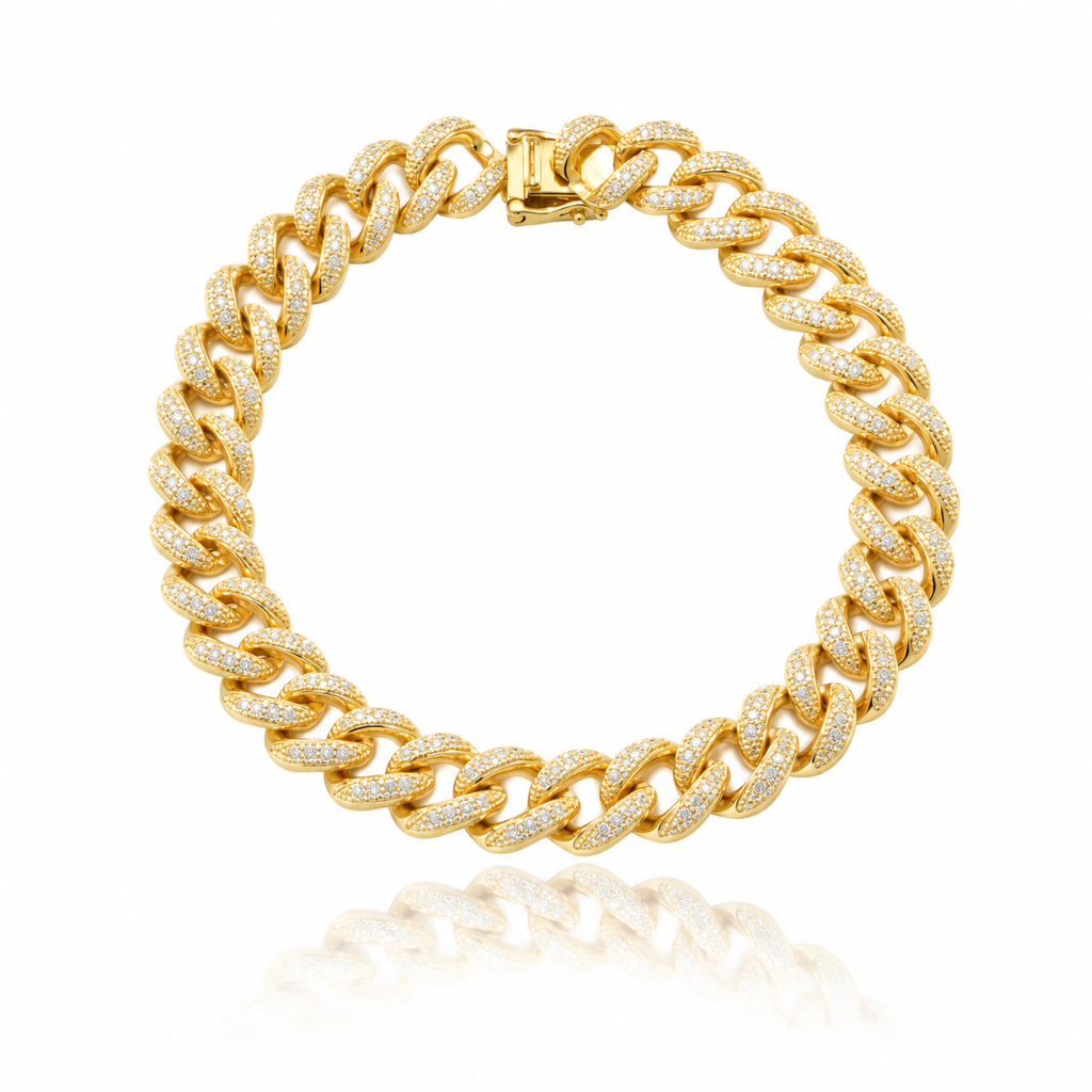 Pulsera realizada en plata de primera ley (925) chapada en oro amarillo de 18kt.