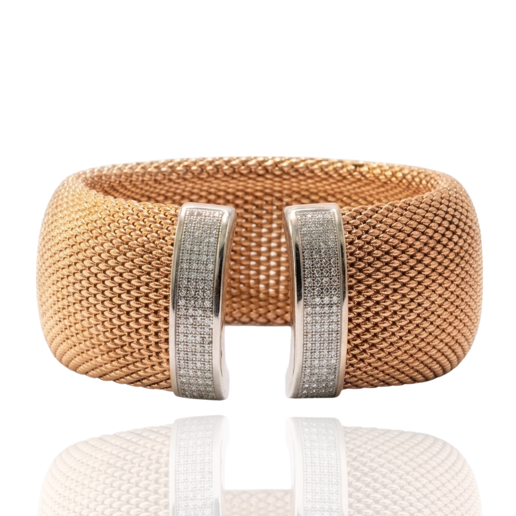 Pulsera de plata rosada con circonitas.