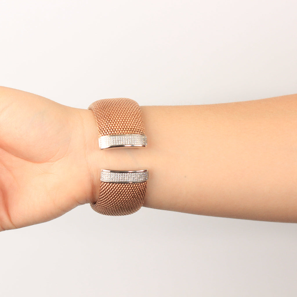 Pulsera de plata rosada con circonitas