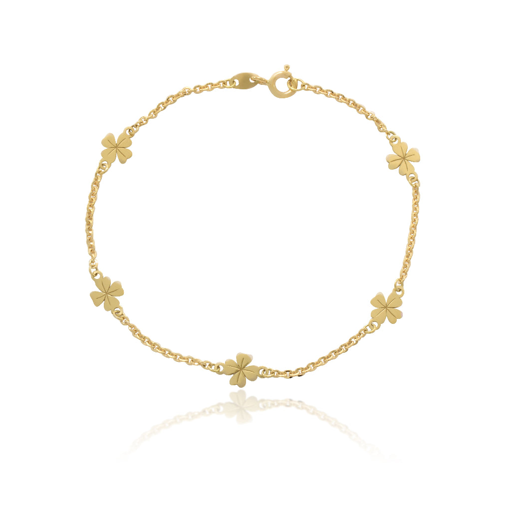 Pulsera de oro con tréboles de cuatro ojas