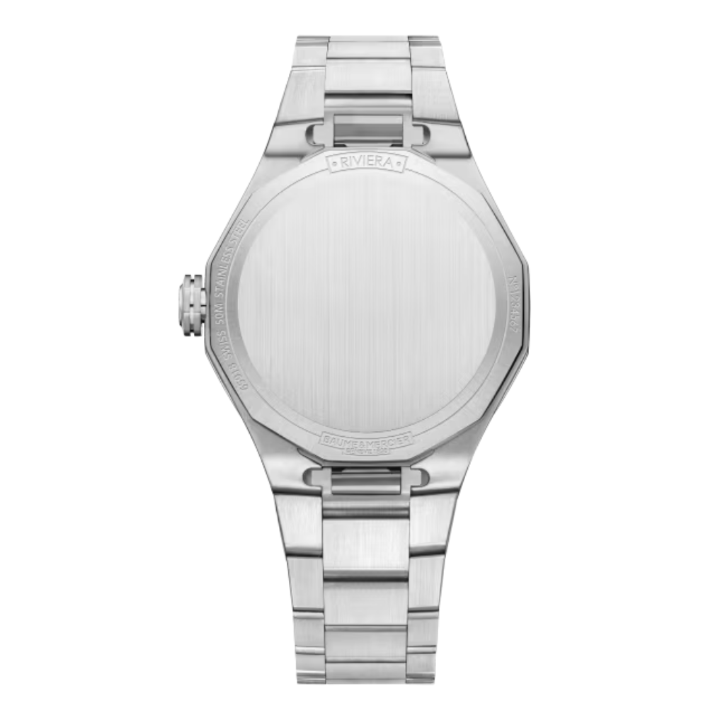 Reloj para mujer Baume &amp; Mercier con brazalete de acero y esfera azul con fecha Swiss Made