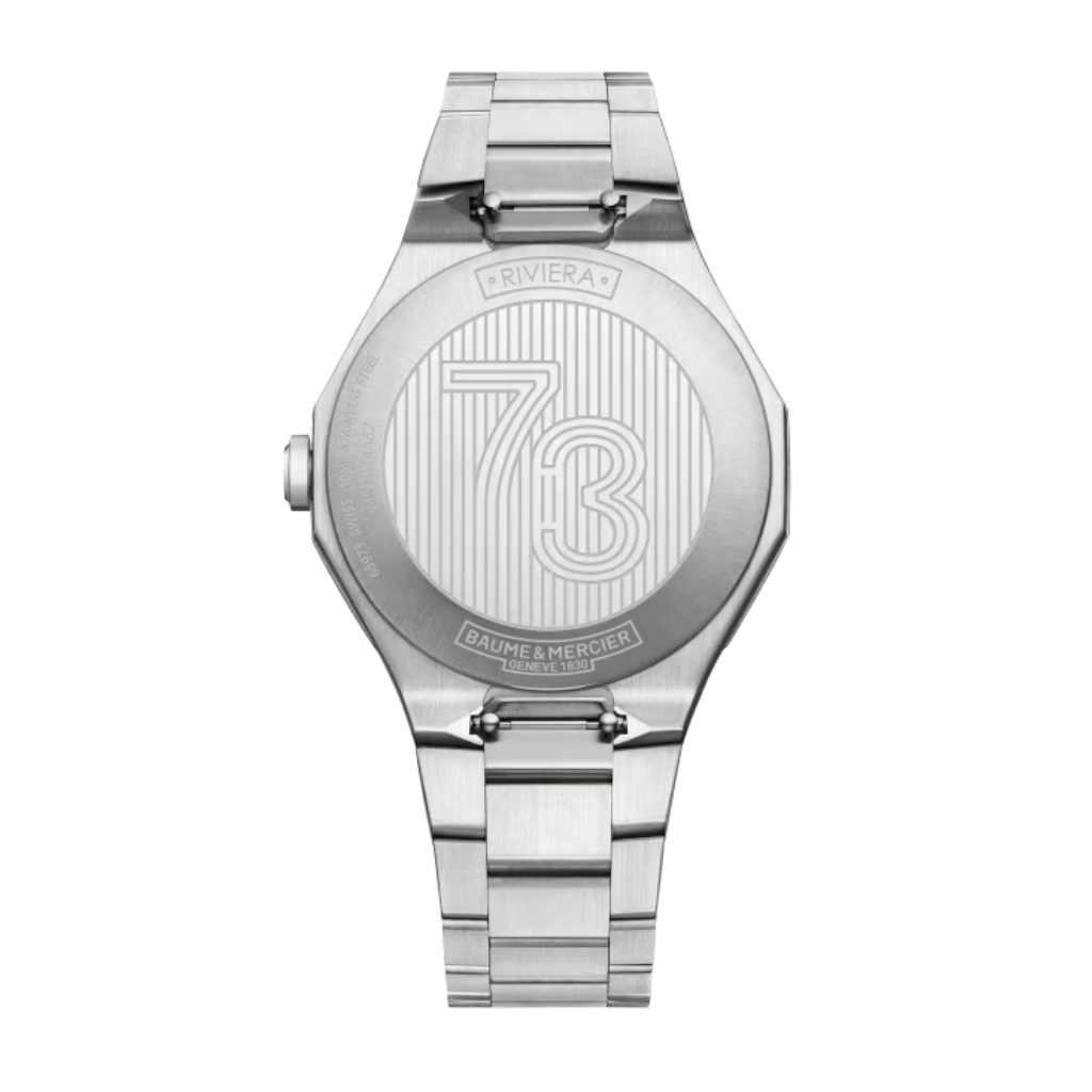 Reloj para hombre Baume & Mercier con brazalete de acero y esfera blanca con fecha Swiss Made