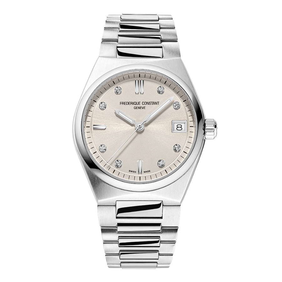 Reloj para mujer frederique constant con diamantes en gris 