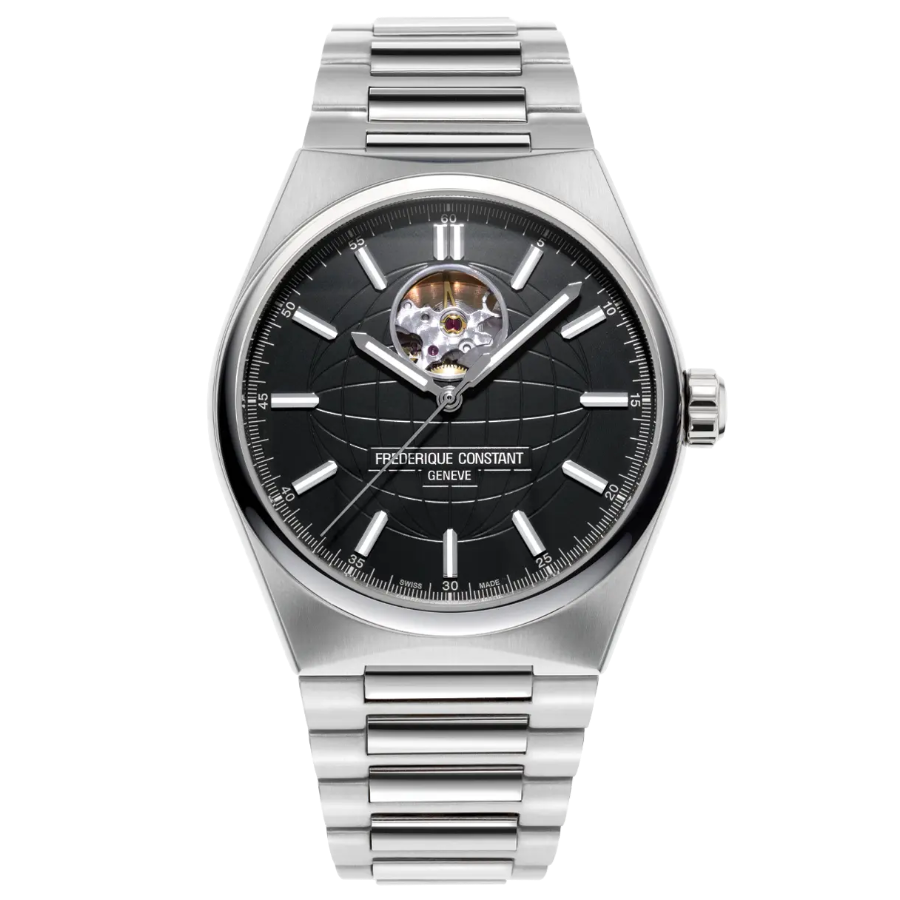 Reloj para hombre frederique constant esfera negra con correa de acero 