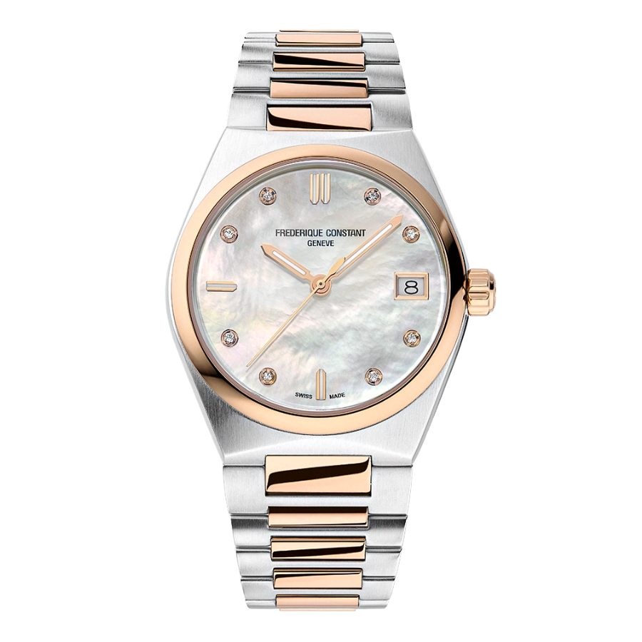 Reloj para mujer esfera nacar y diamantes con correa de acero y oro rosa