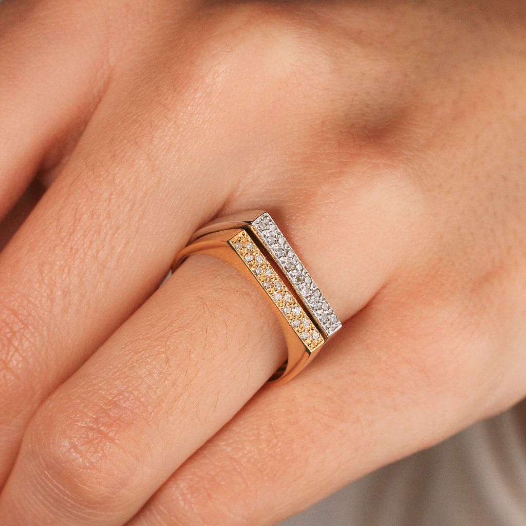 Anillos rectangulares con diamantes