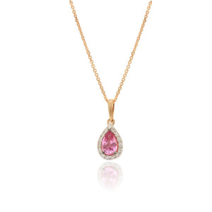 Collar gargantilla oro 18kt con zafiro rosa y diamantes pamplona