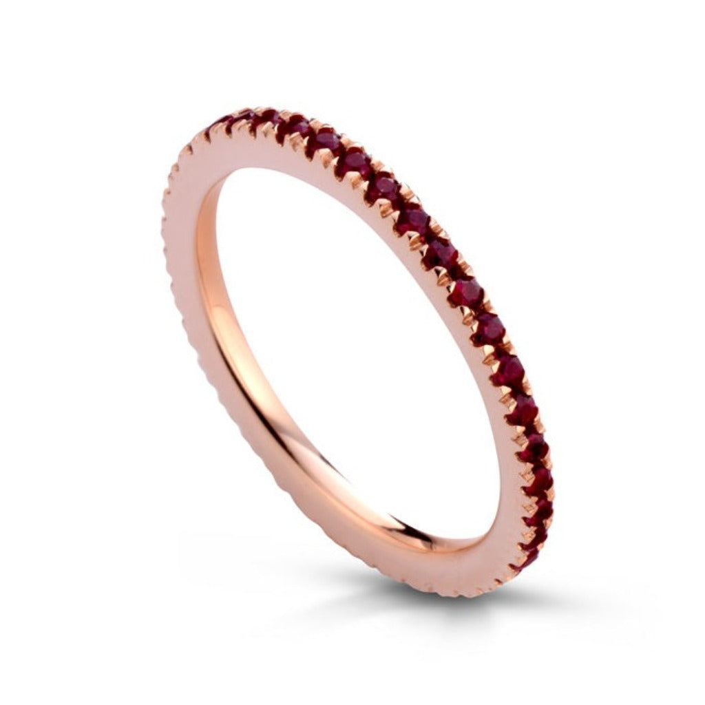 Anillo oro rosa 18kt rubí joyería pamplona