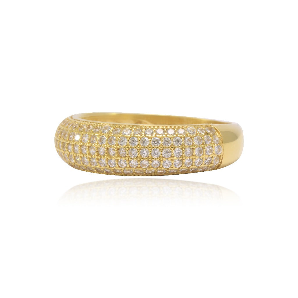 anillo oro amarillo de 18kt con circonitas joyería pamplona