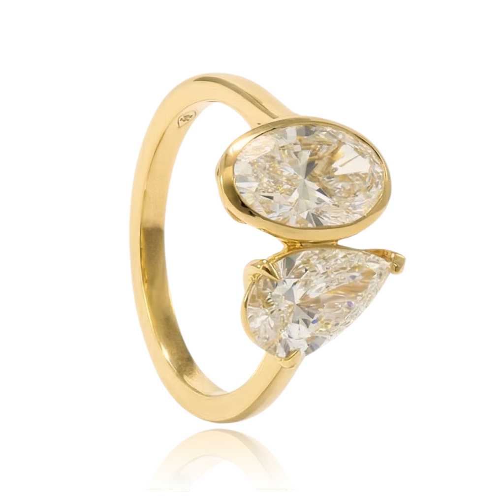 anillo de compromiso oro amarillo 18k con diamantes de laboratorio