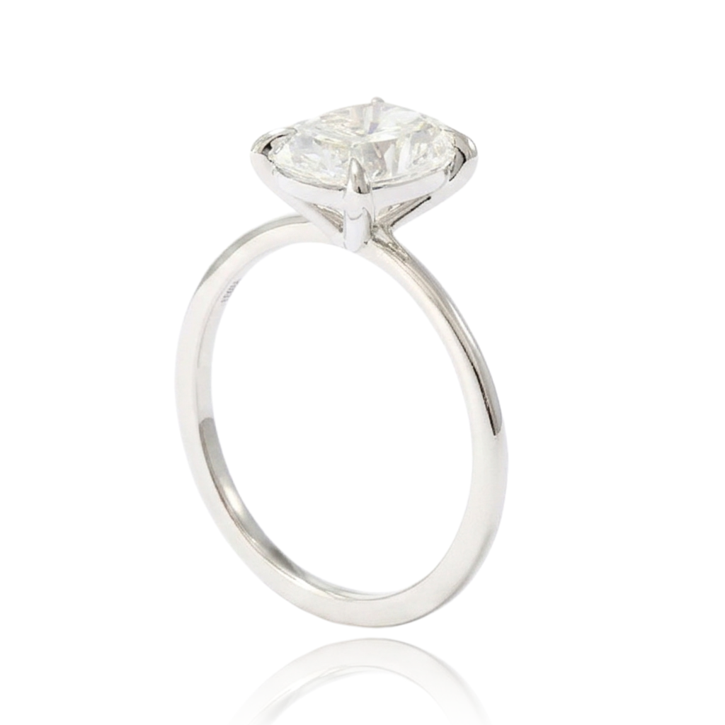 anillo compromiso oro blanco 18k diamante creado talla oval 