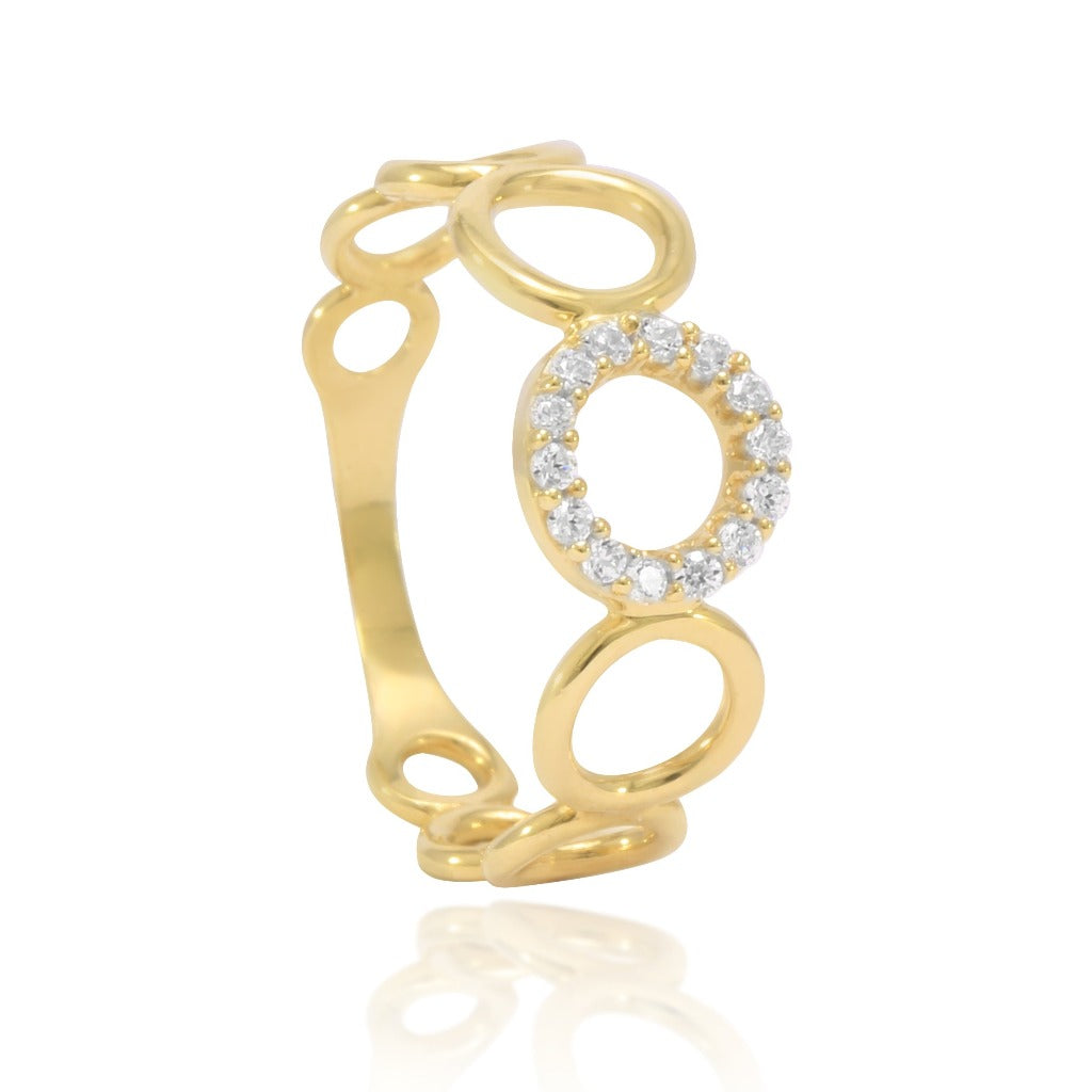 anillo oro amarillo de 18kt con circonitas joyería pamplona