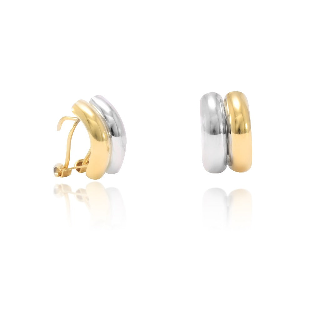 pendientes omega en oro amarillo y blanco joyeria pamplona