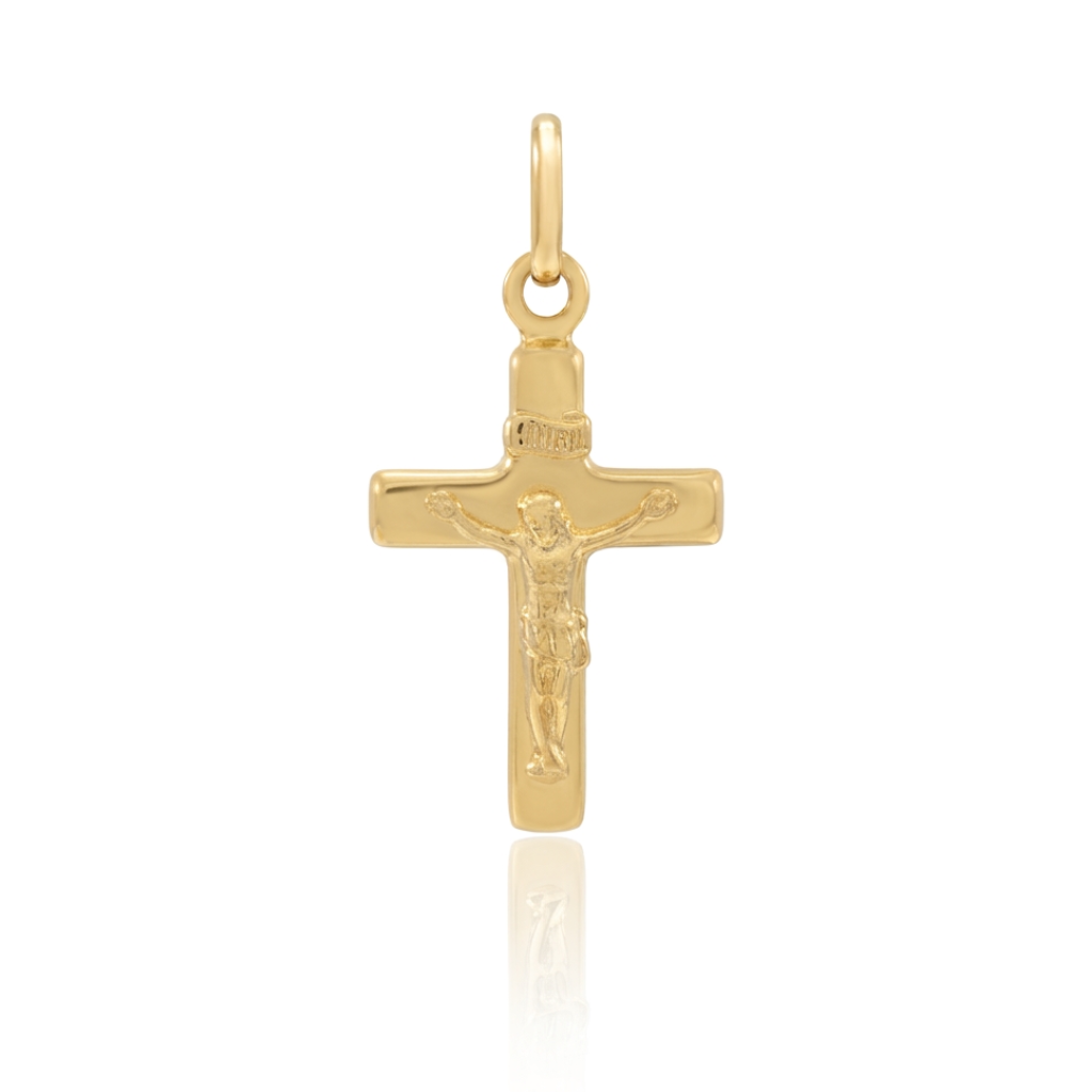 Colgante de cruz realizada en oro amarillo de 18 quilates.&amp;nbsp;