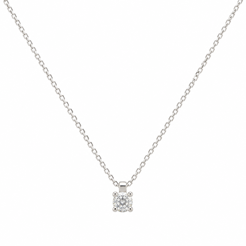 collar colgante solitario diamante natural en oro blanco de 18 quilates