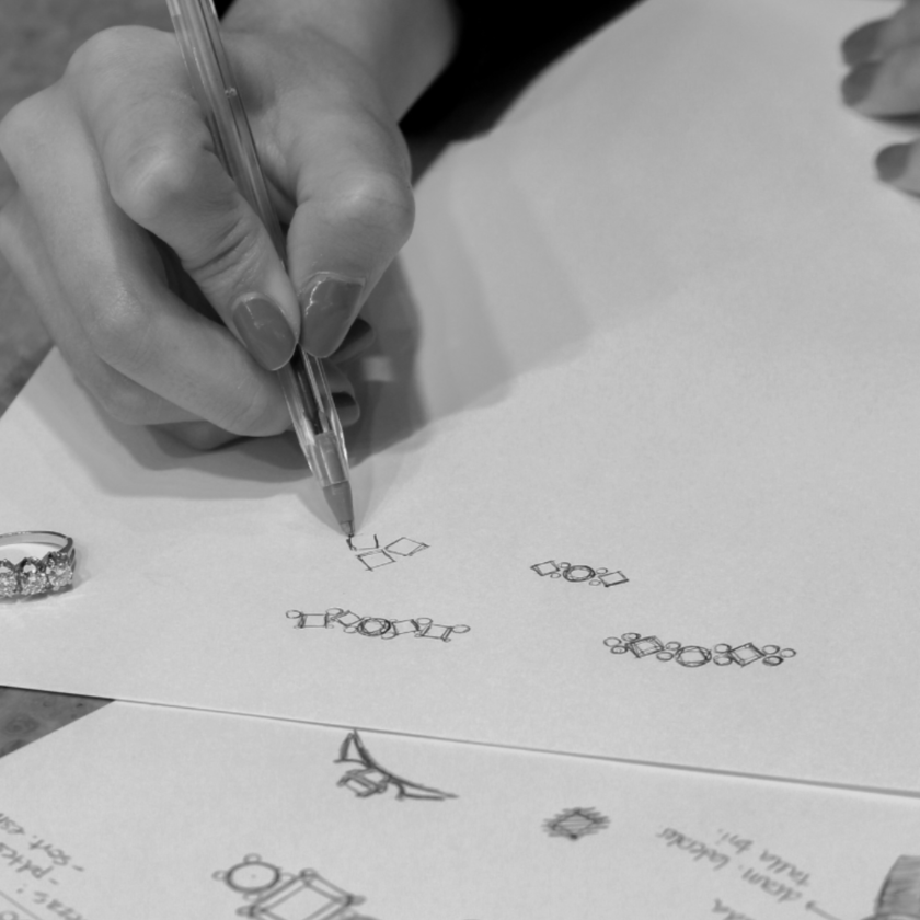 Diseño de joyas en papel y bolígrafo