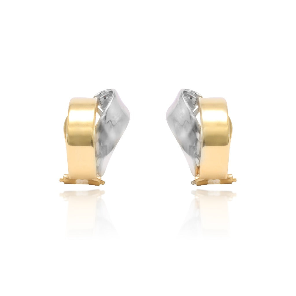 pendientes oro amarillo y oro blanco 18kt cierre omega pamplona