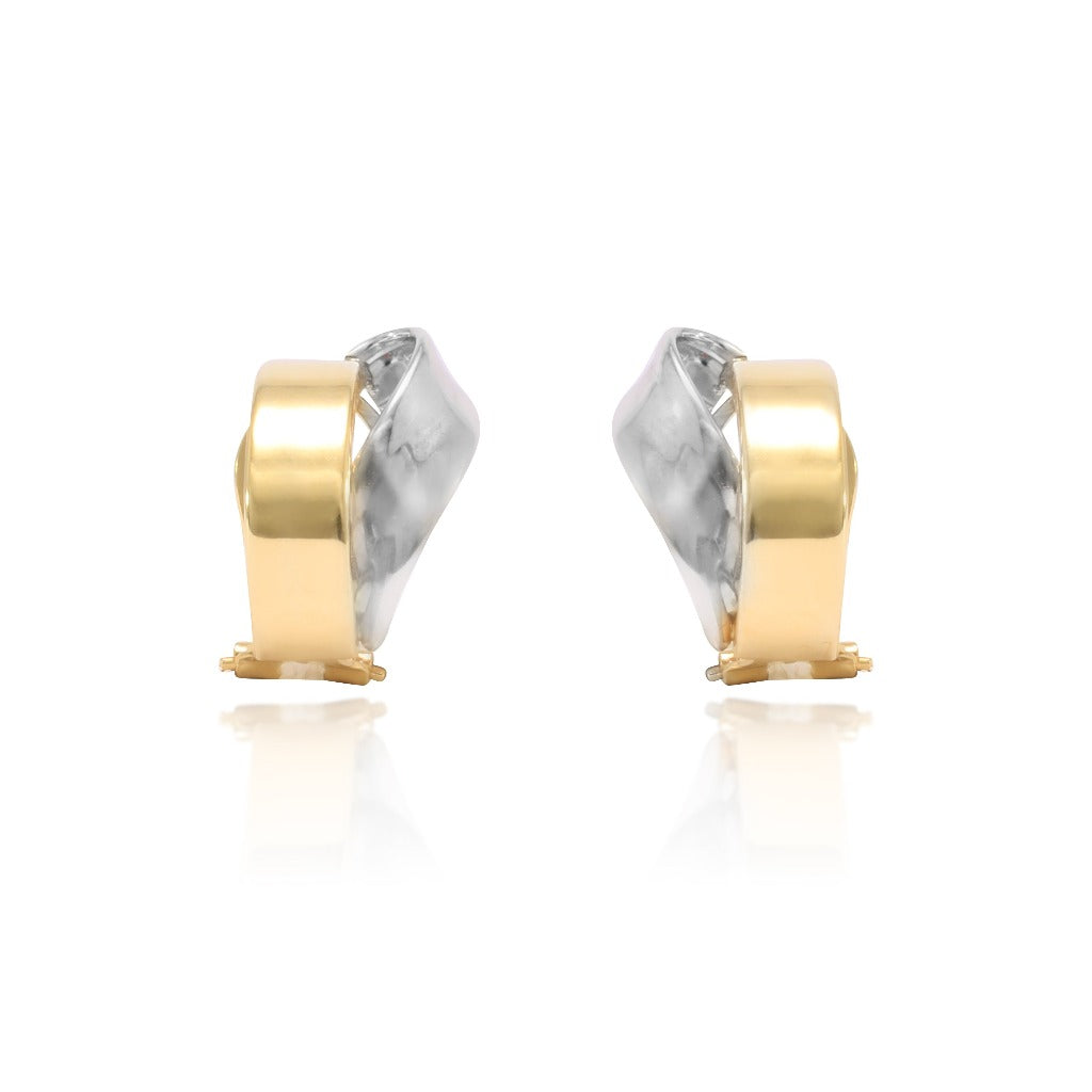 pendientes oro amarillo y oro blanco 18kt cierre omega pamplona