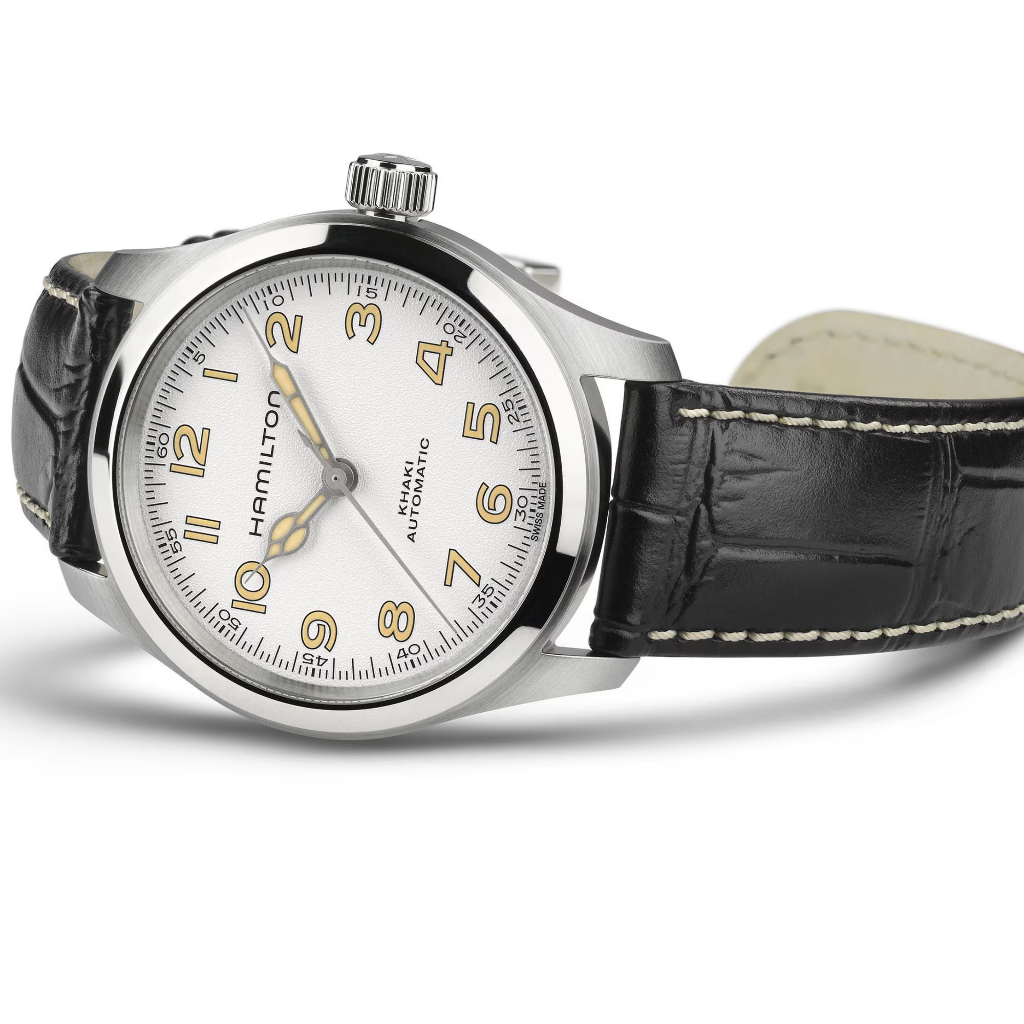 reloj hamilton murph de la pelicula interstellar 38mm correa negra y esfera blanca automatico