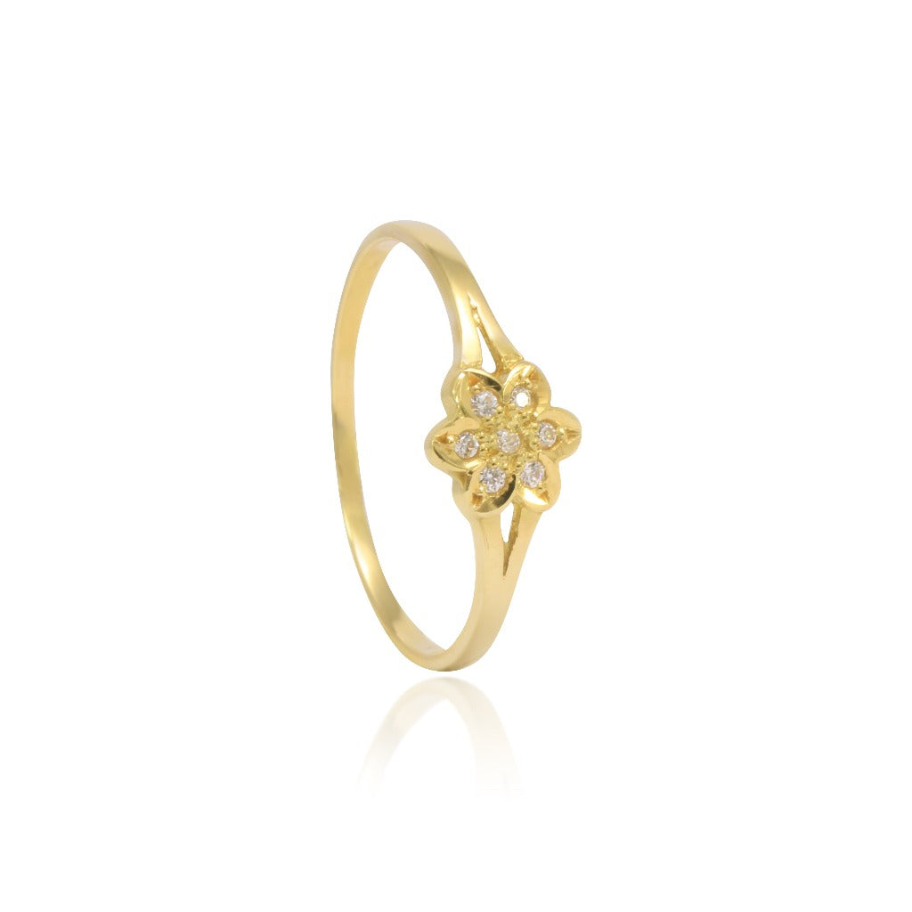 anillo niña oro amarillo y circonitas joyeria pamplona