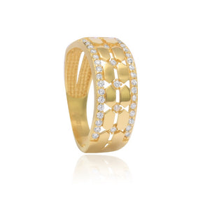 anillo de oro amarillo con circonitas joyería pamplona