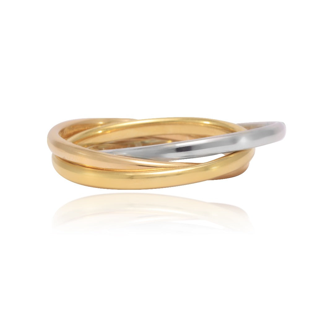 anillo en oro amarillo, blanco y rosa de 18kt pamplona