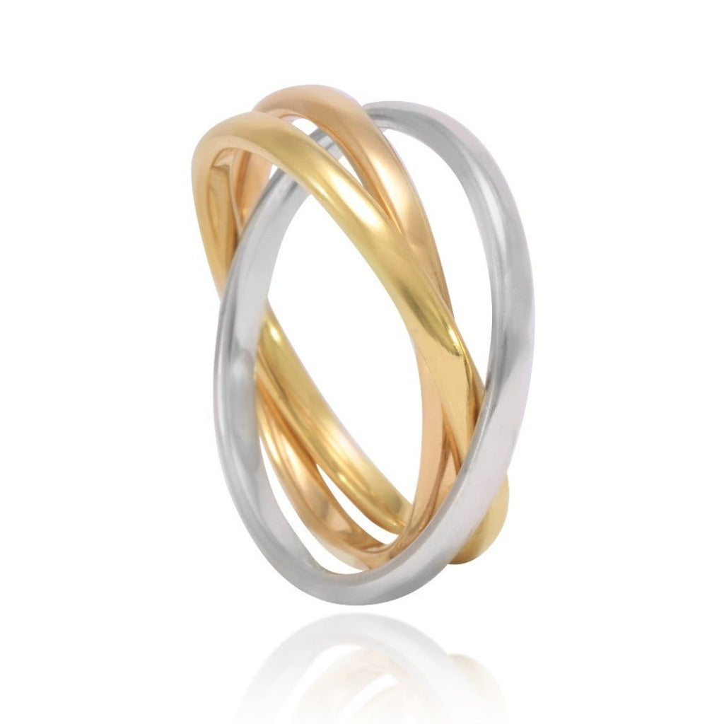 anillo en oro amarillo, blanco y rosa de 18kt pamplona