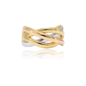 anillo oro amarillo, oro blanco y oro rosa 18kt joyería pamplona