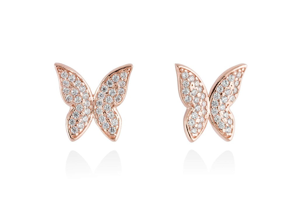 Pendientes de mariposa en plata rosa.