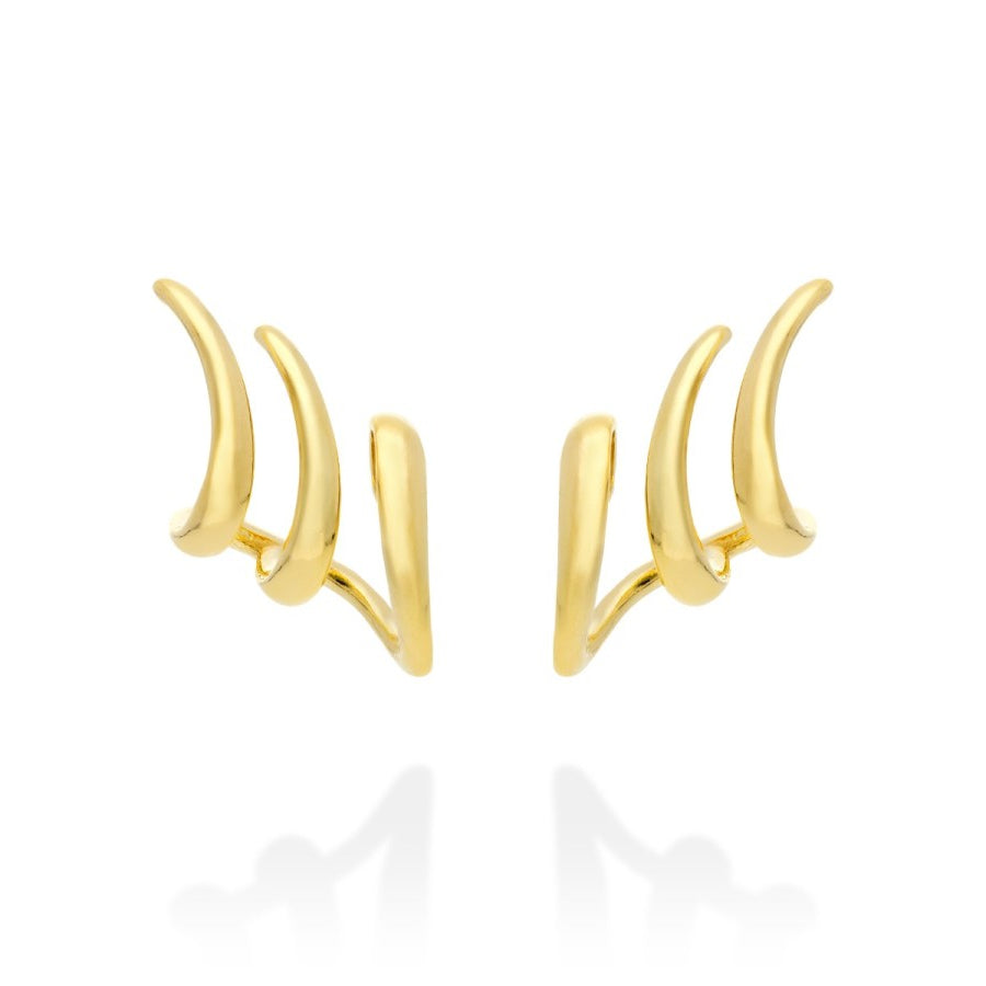 Pendientes trepadores de plata de primera ley (925) chapada en oro amarillo de 18kt.