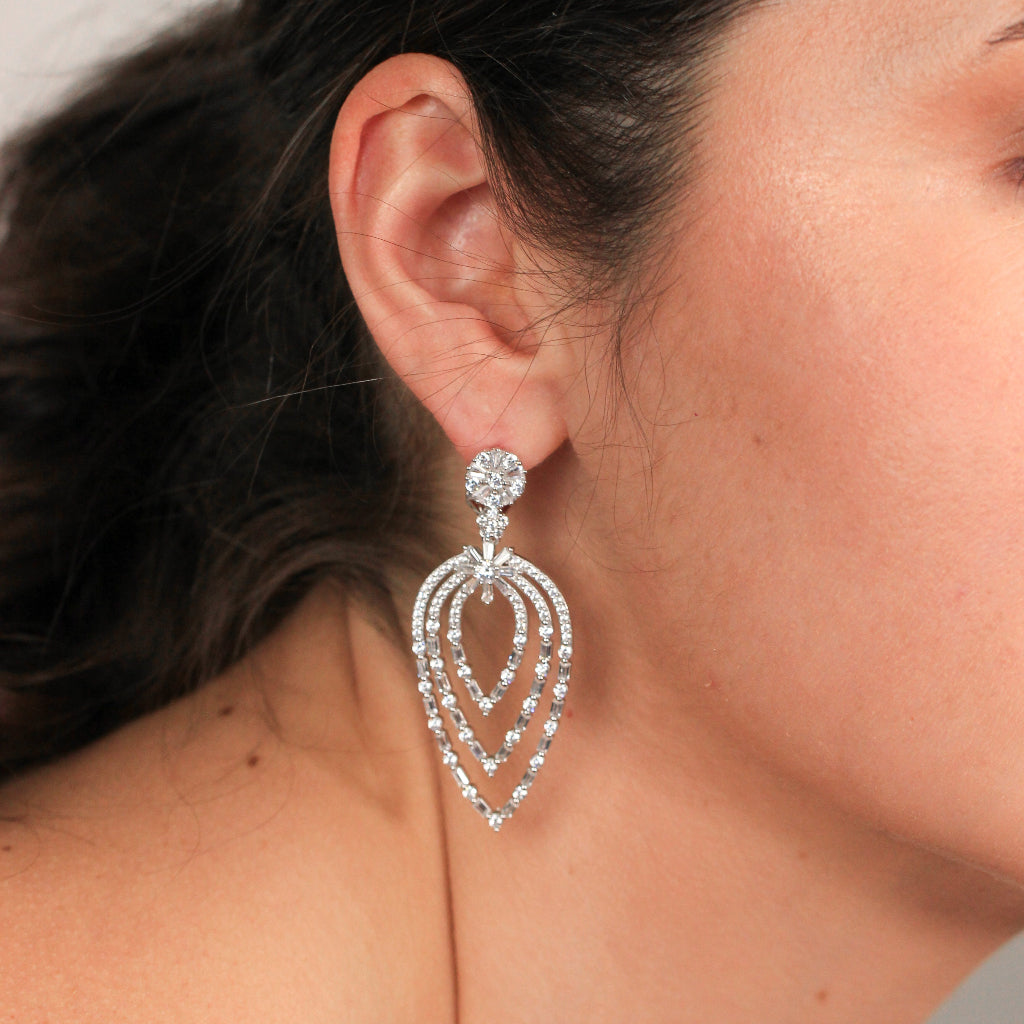 pendientes de novia en plata de primera ley con circonitas