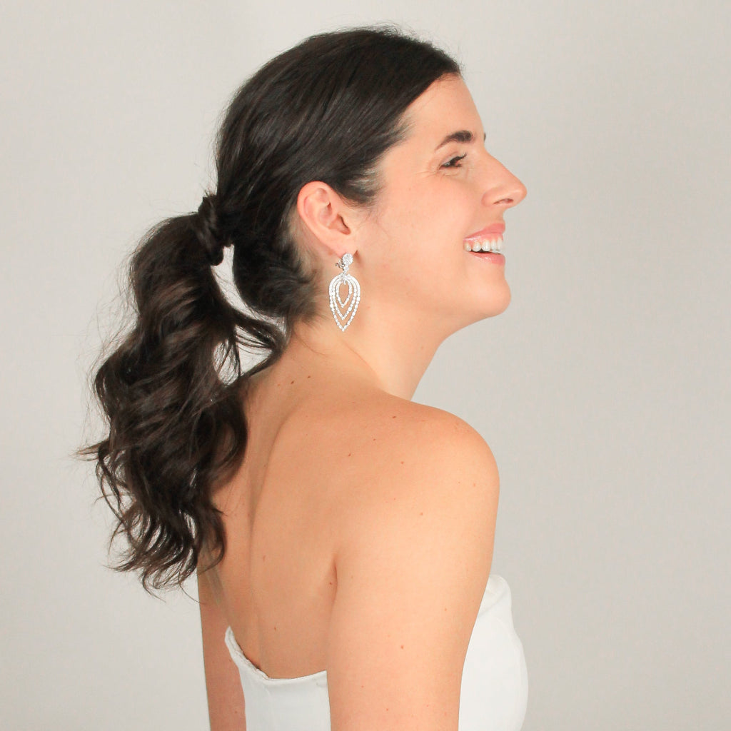 Pendientes de novia en plata de primera ley con circonitas