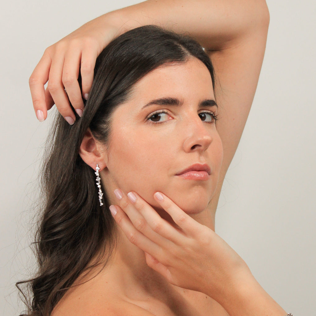 Pendientes de novia en plata de primera ley con circonitas