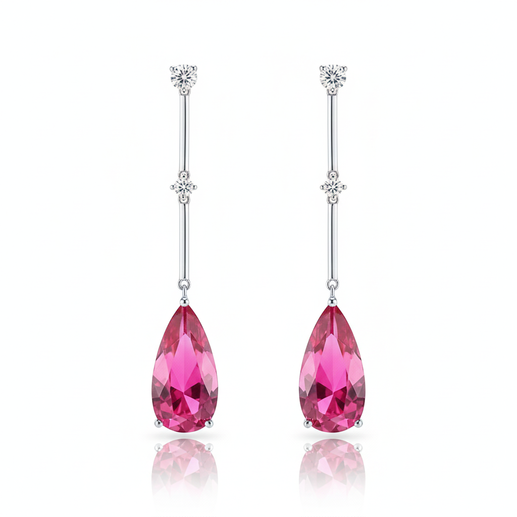 pendientes largos rosas en plata de primera ley para novia e invitada