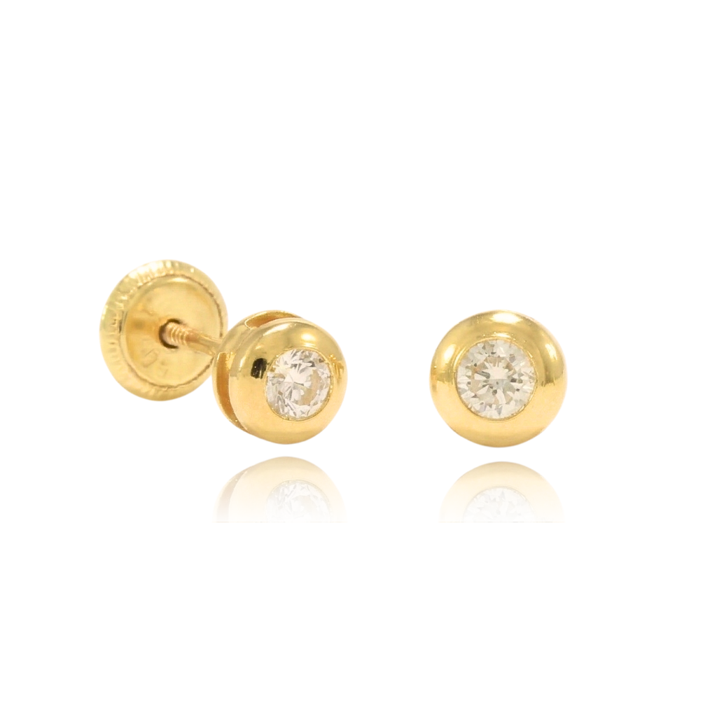 pendientes oro amarillo 18k con circonita chatón
