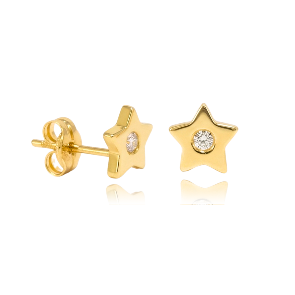 pendientes niña estrella oro amarillo 18k