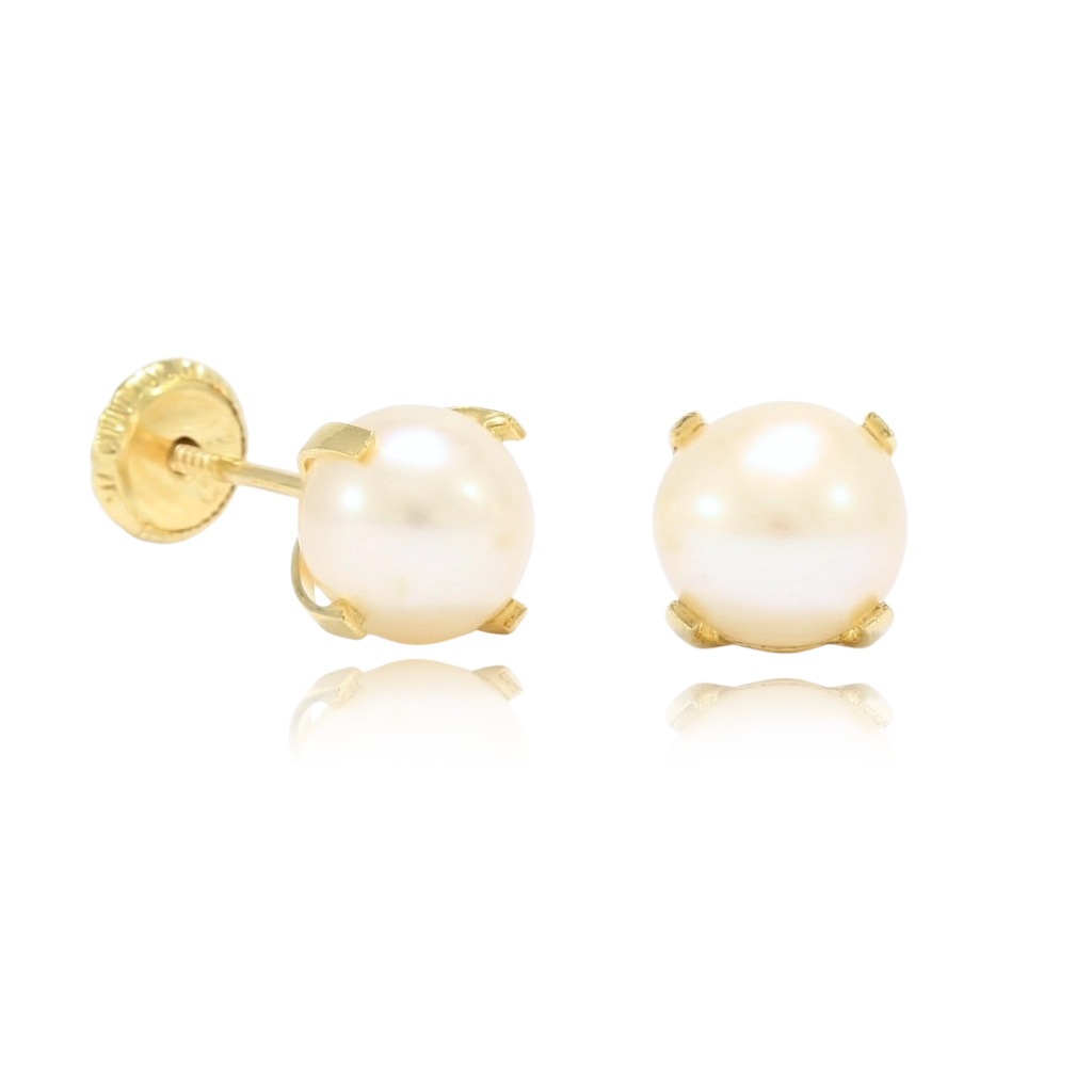 pendientes niña bebe perla en oro amarillo 18k