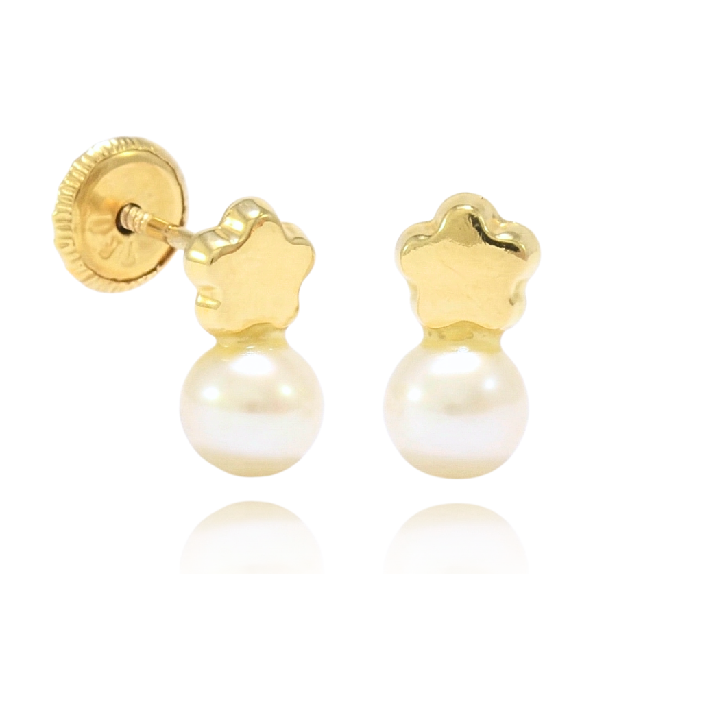 pendientes niña oro 18k y perla