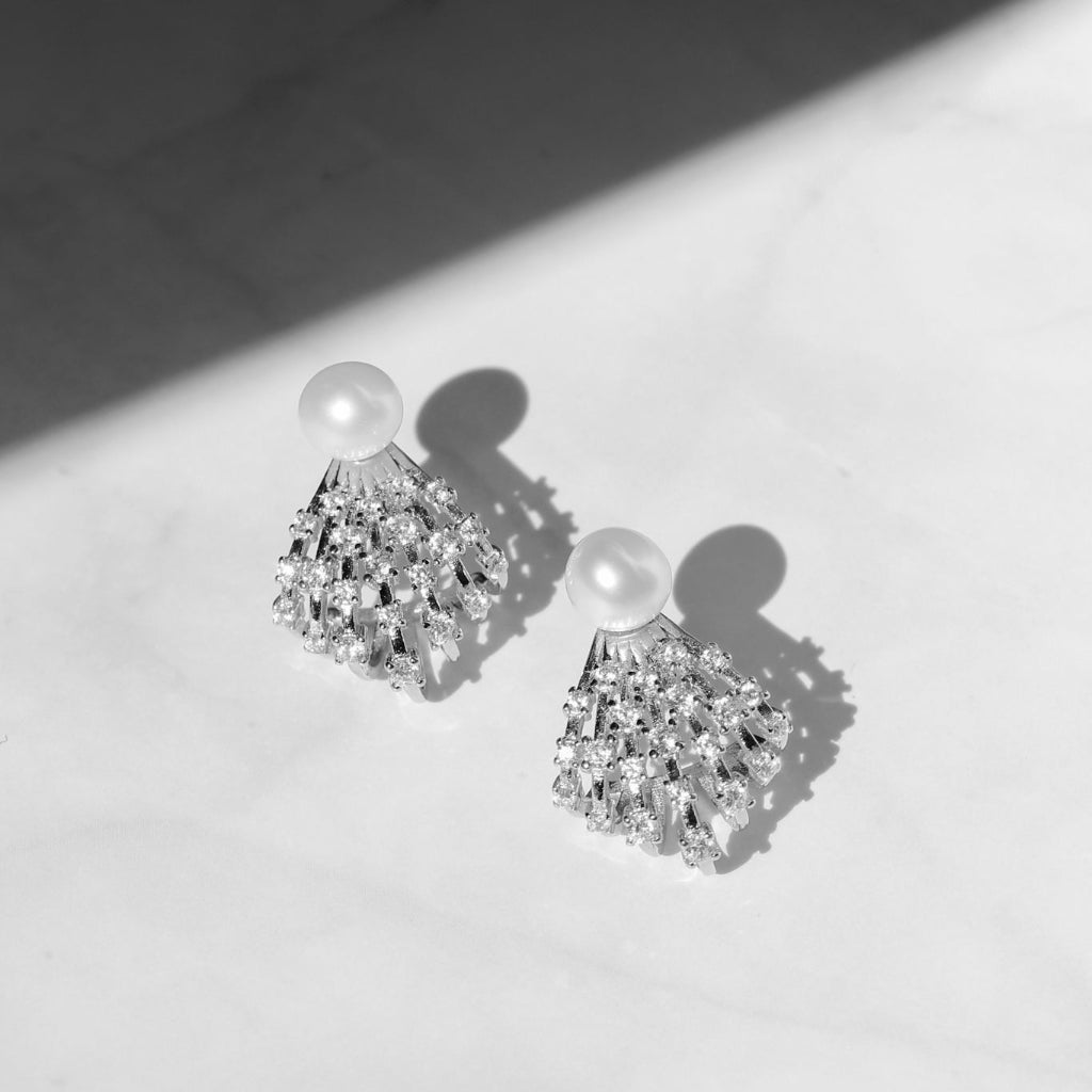 pendientes de novia con perlas en plata de primera ley con circonitas