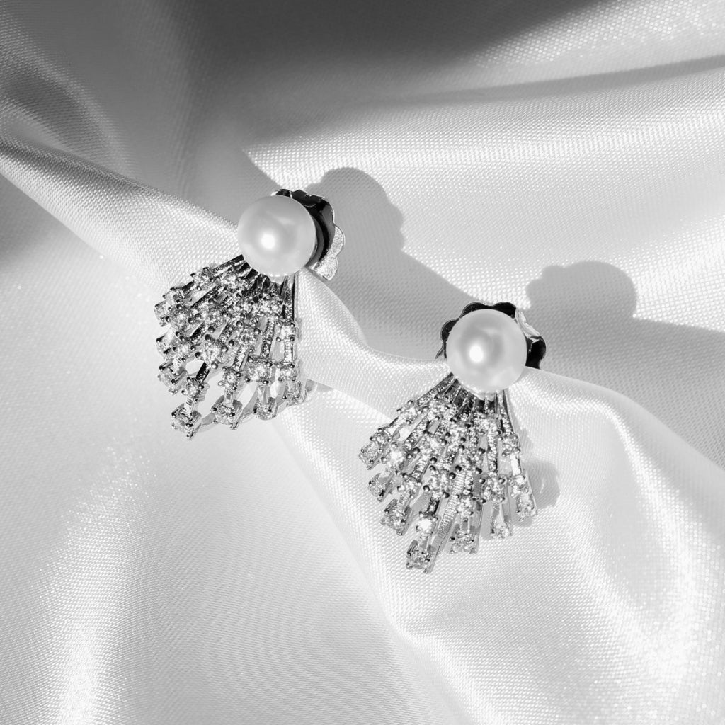 pendientes de perla para novia en plata de primera ley con circonita