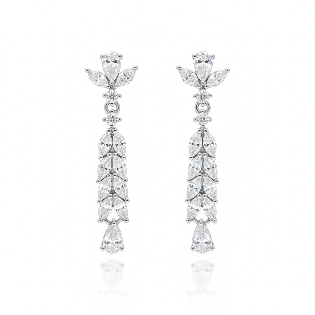 pendientes de novia en plata de primera ley con circonitas