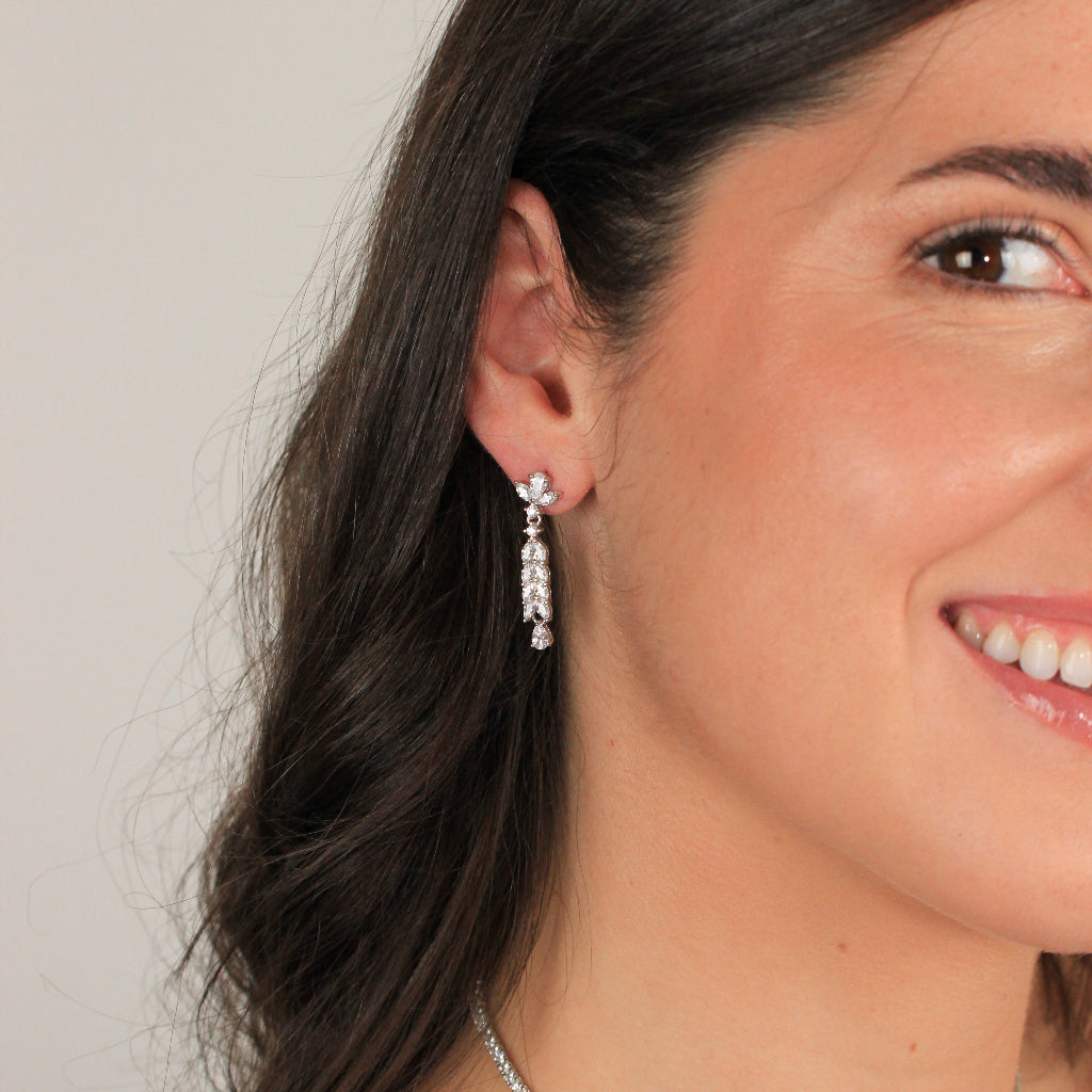 Pendientes de novia en plata de primera ley con circonitas