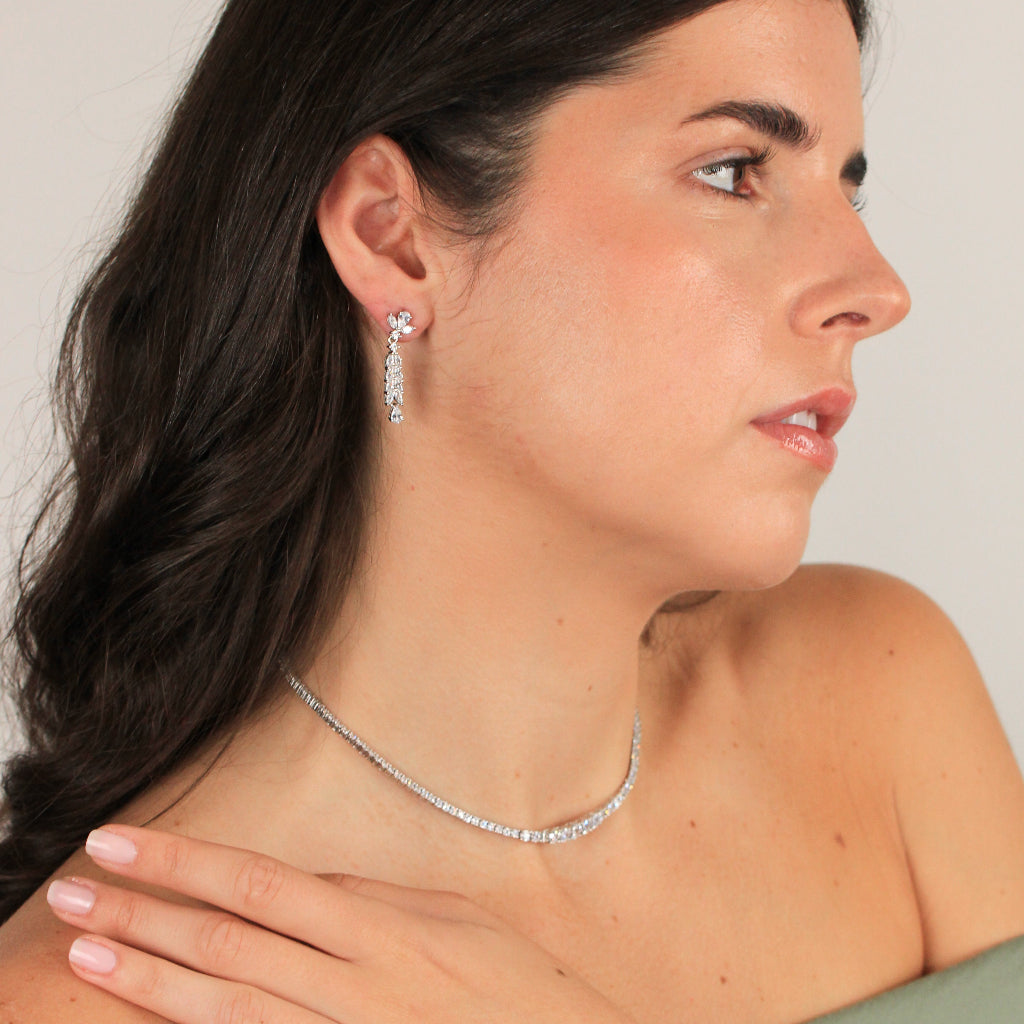 Pendientes de novia en plata de primera ley con circonitas