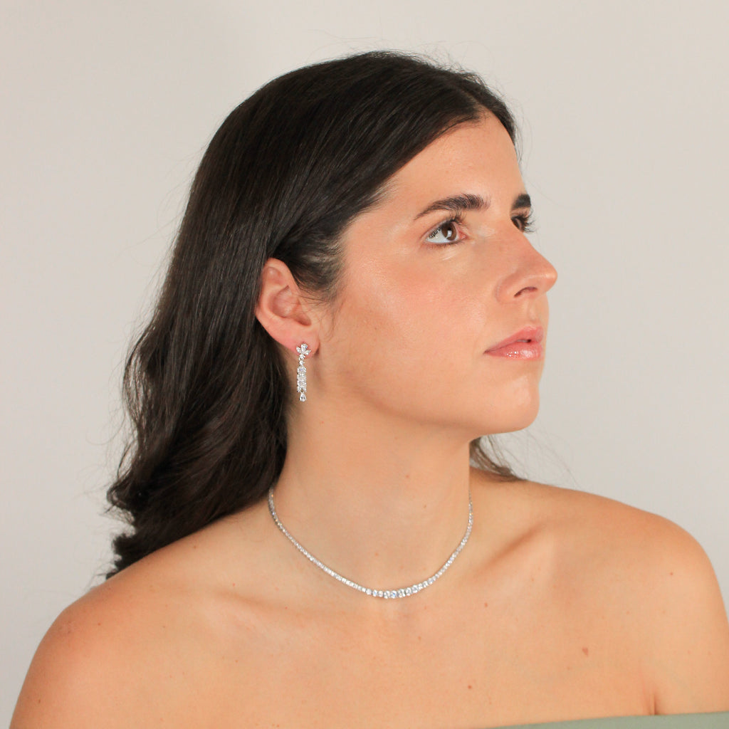 Pendientes de novia en plata de primera ley con circonitas