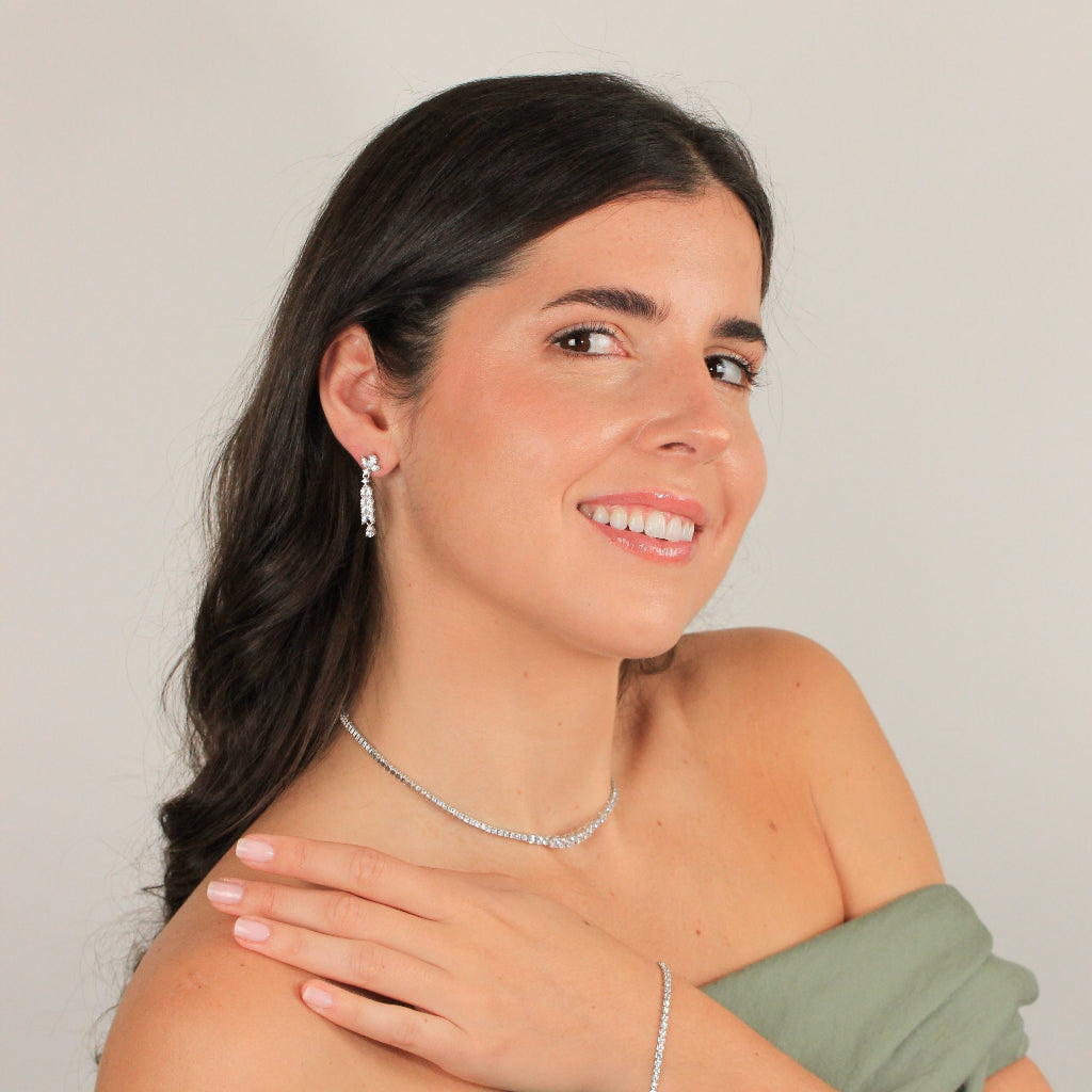 Pendientes de novia en plata de primera ley con circonitas