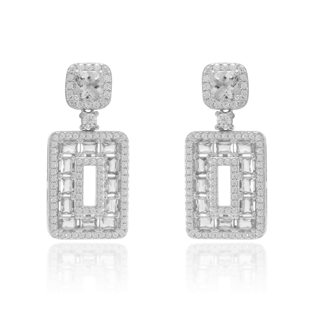 Pendientes de novia vintage en plata de primera ley y circonitas