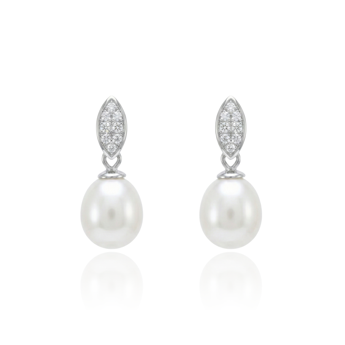 pendientes perla de novia en plata de primera ley con circonitas